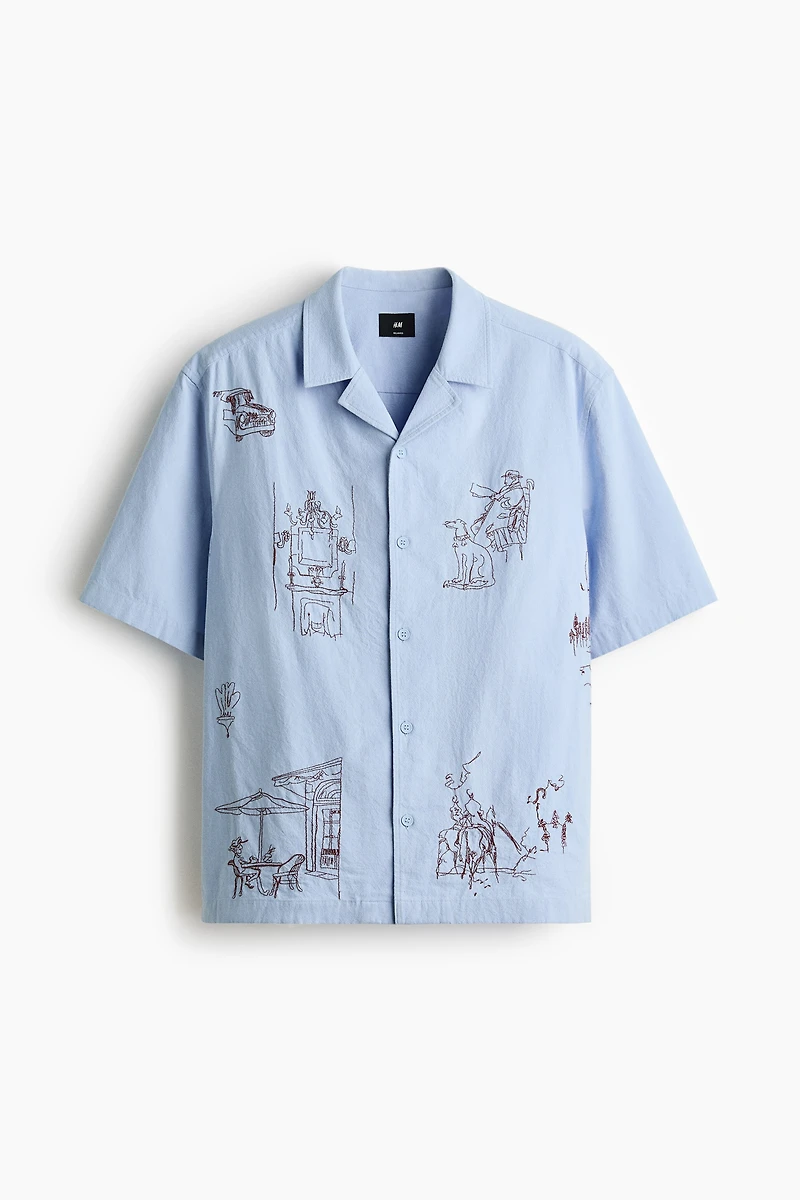 Chemise décontractée en coton, à col cubain