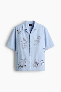 Chemise décontractée en coton, à col cubain