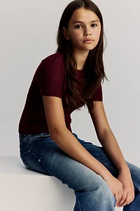 Short rib-knit top