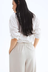 Wide-Leg Linen-Blend Pants