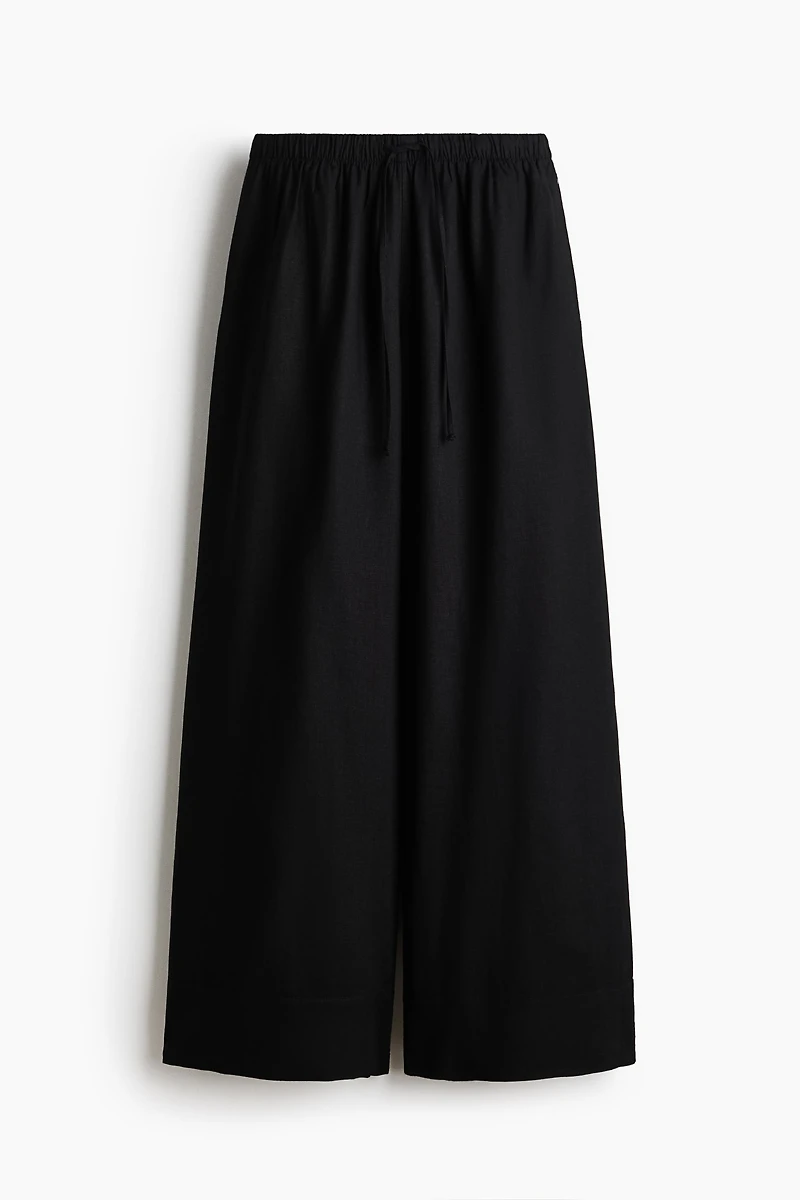 Wide-Leg Linen-Blend Pants