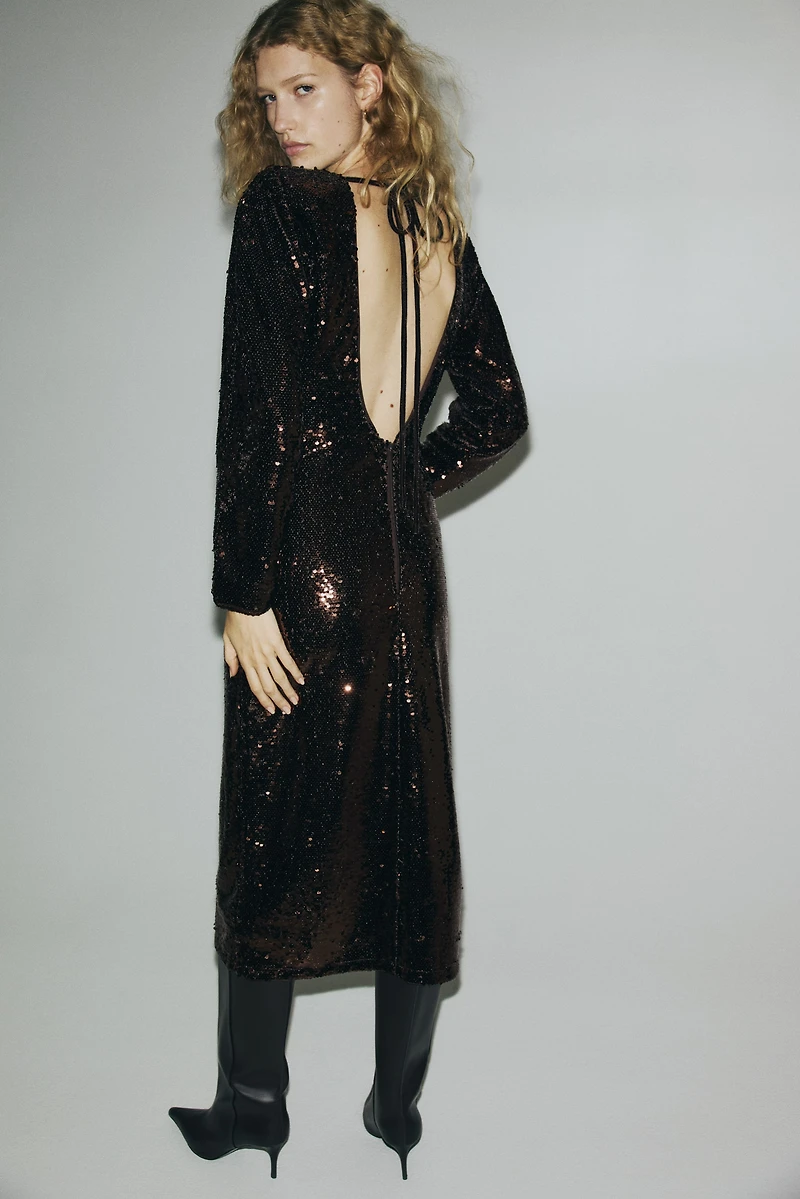 Sequined Open-Back Dress