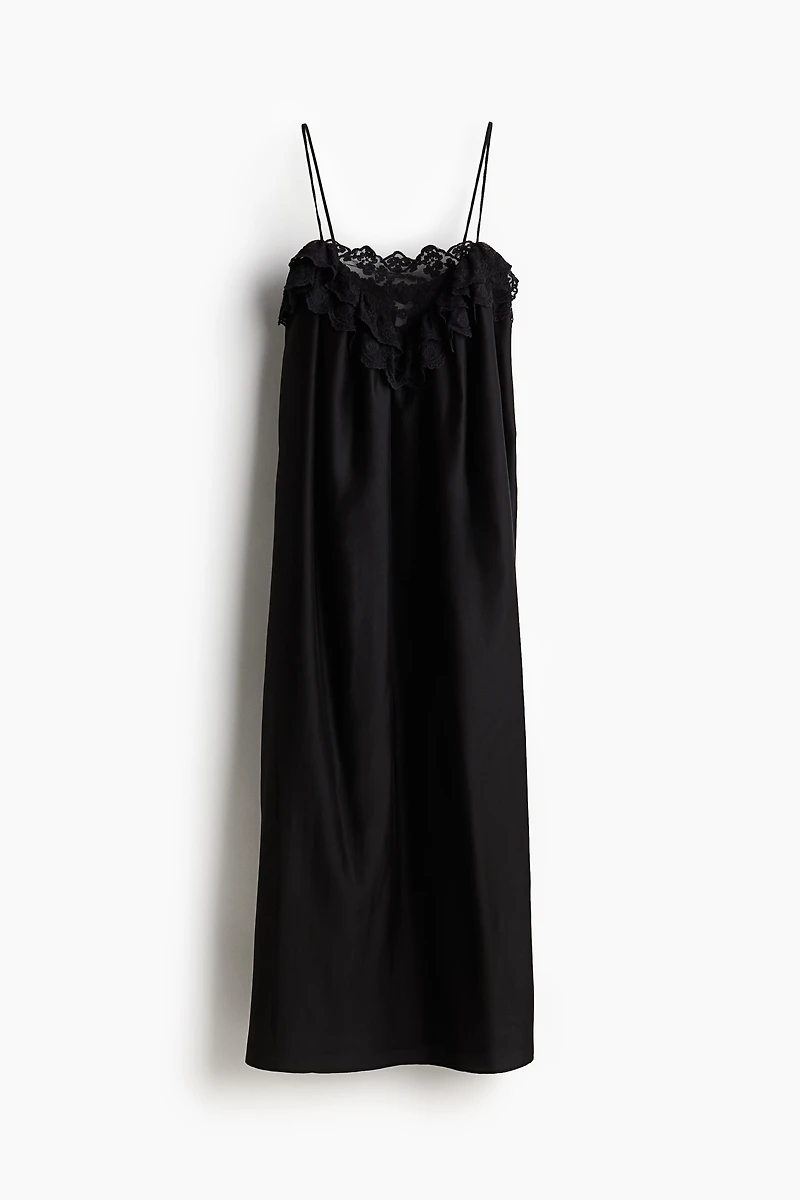 Lace-Trimmed Slip Dress