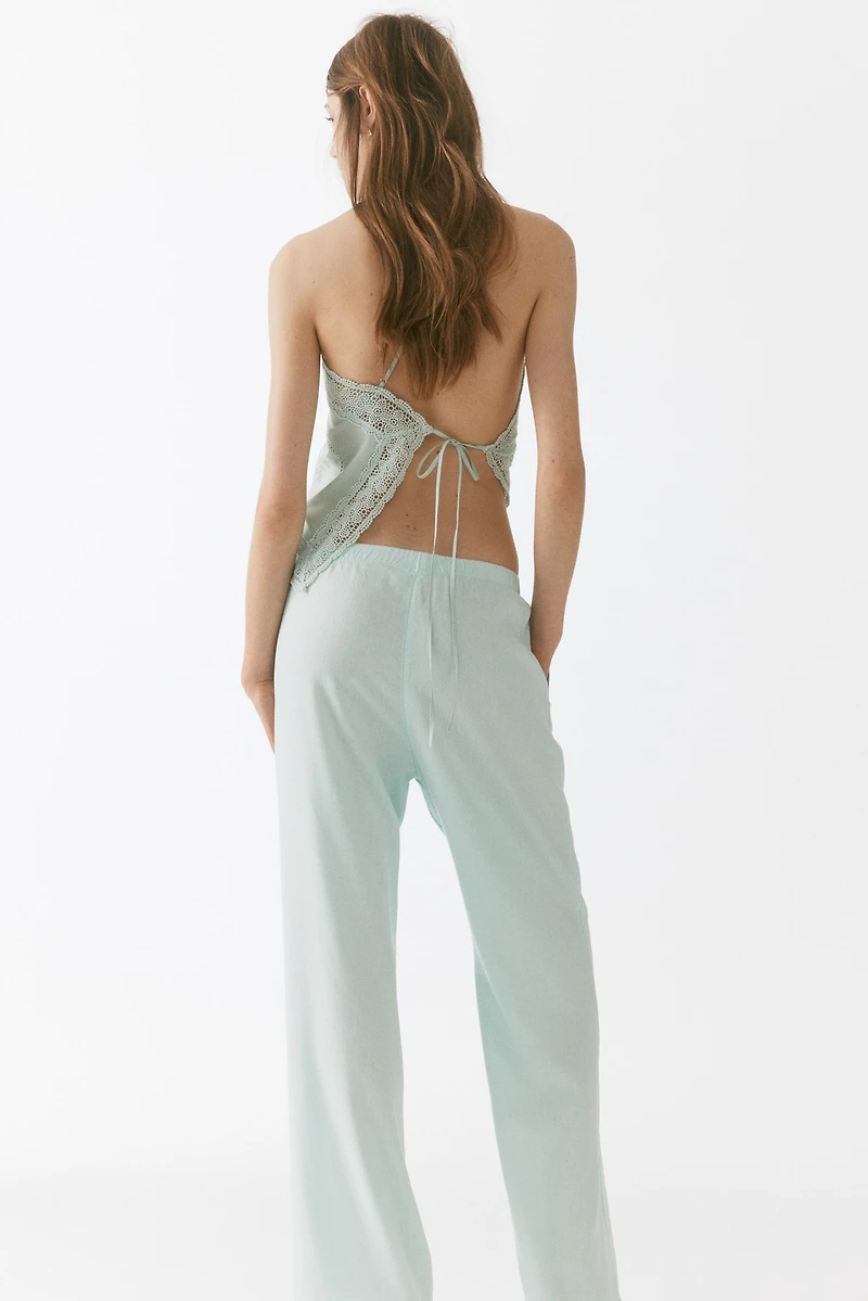 Wide-Leg Linen-Blend Pants