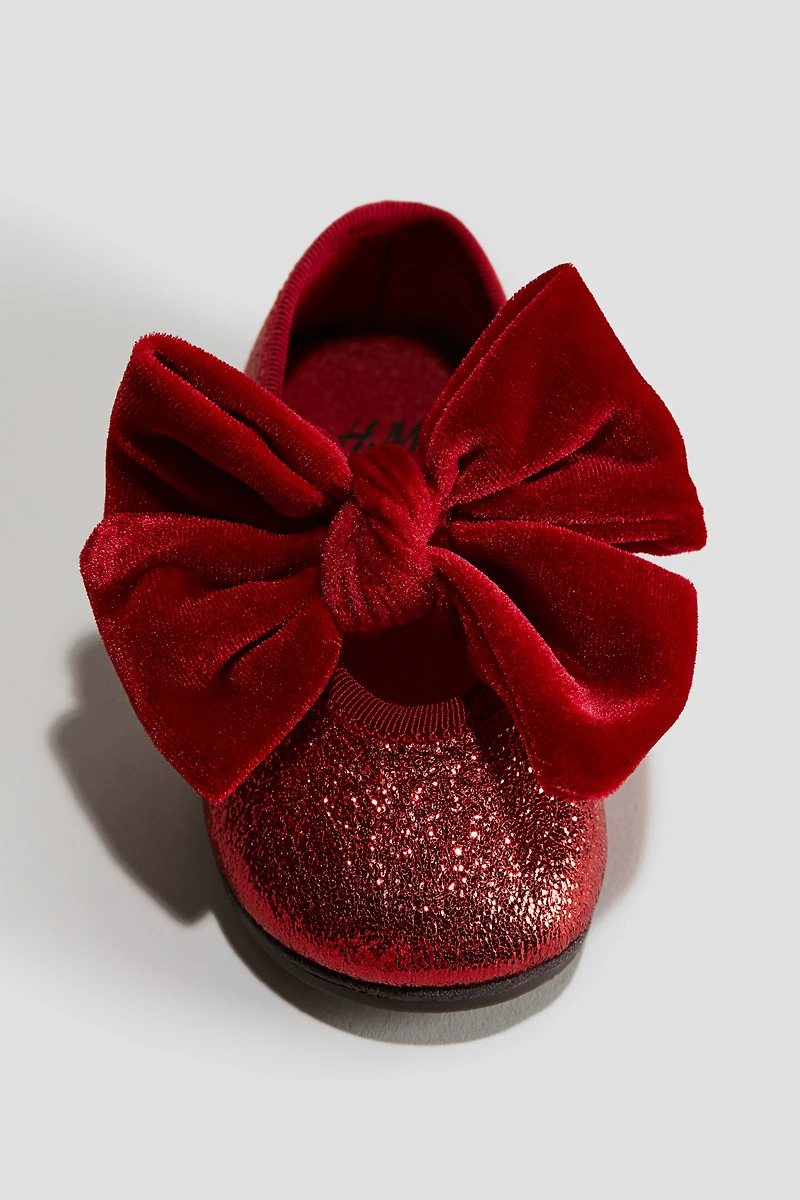 Velvet-Bow Ballet Flats