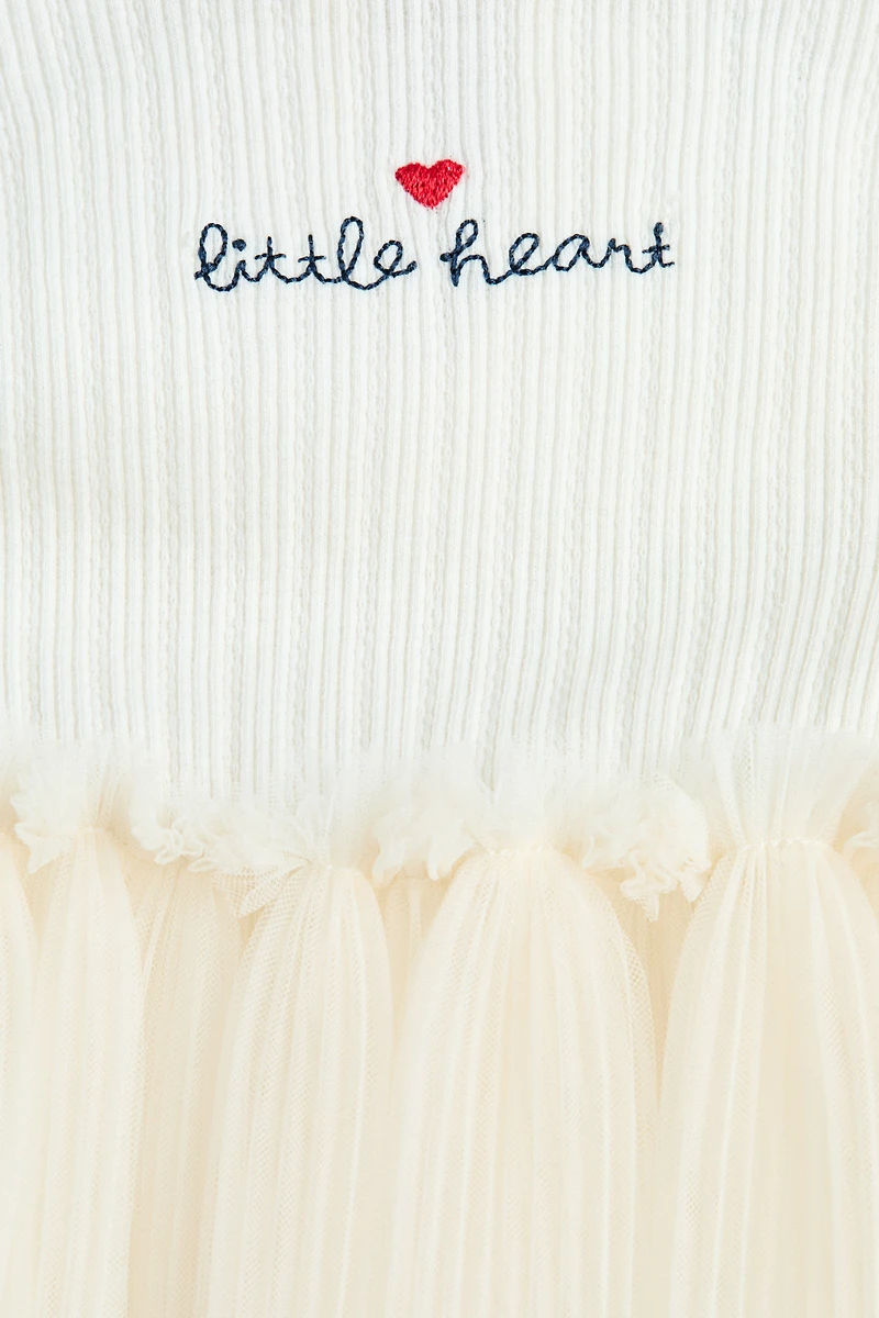 Pointelle Dress with Tulle Skirt