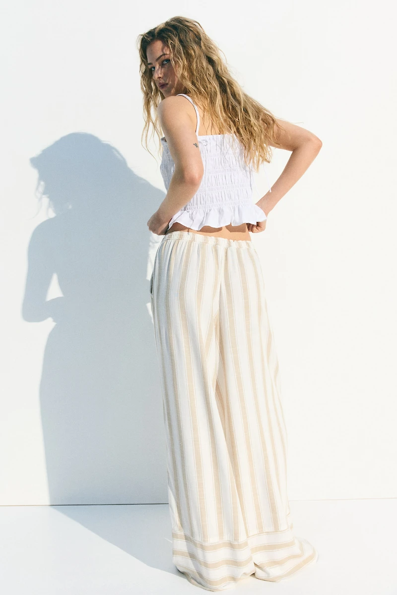 Linen-Blend Drawstring Pants