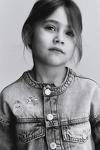 Embroidered-Motif Denim Jacket