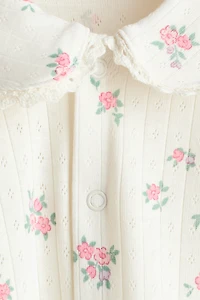 Cotton Pajama Jumpsuit with Collar