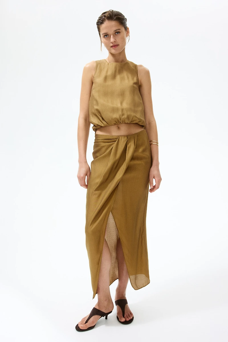 Twist-Detail Bubble-Hem Top