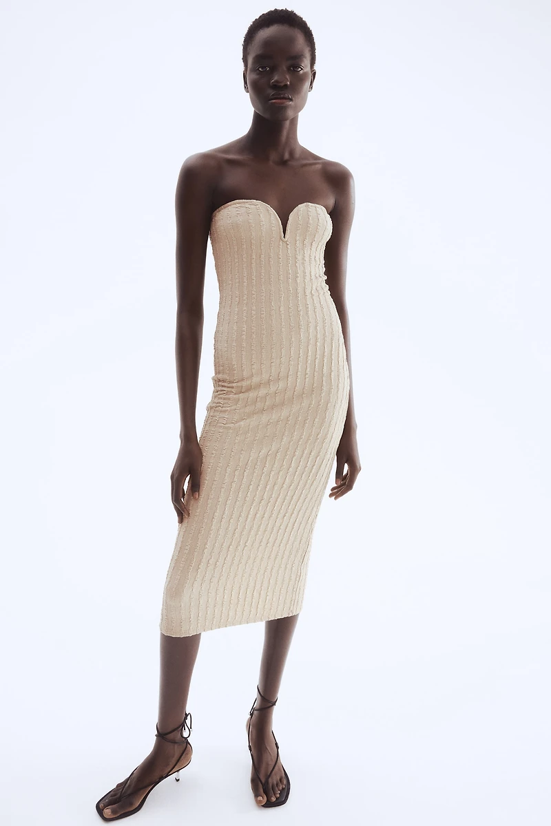 Textured Jersey Bandeau Dress