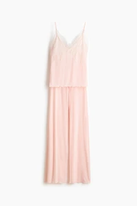 Lace-Trimmed Jersey Pajamas