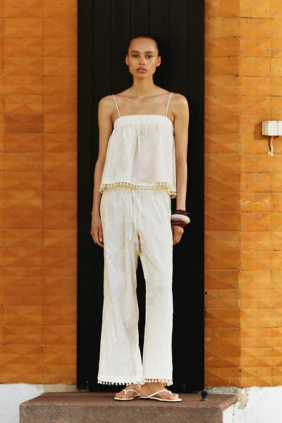 Embroidered Drawstring Pants