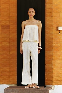 Embroidered Drawstring Pants