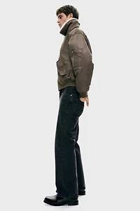 Loose-Fit Nylon Bomber Jacket