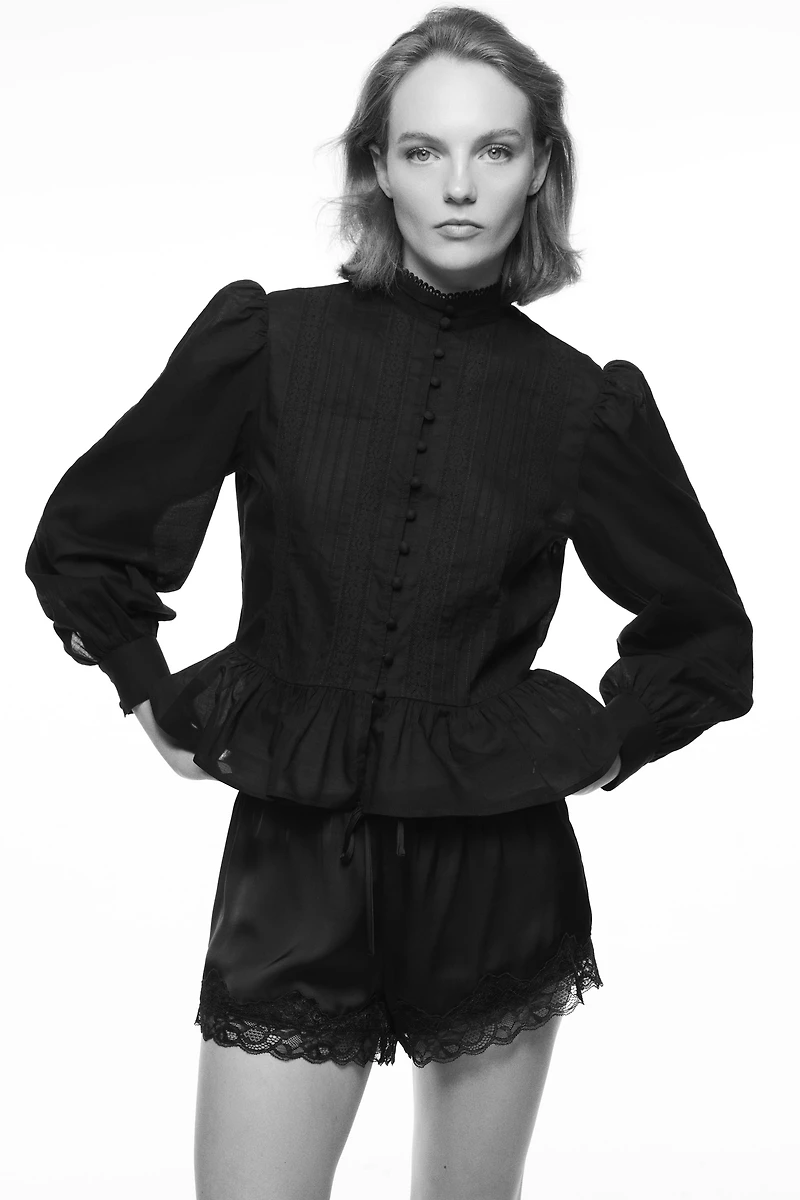 Cotton Peplum Blouse