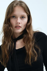 Draped Scarf-Detail Top