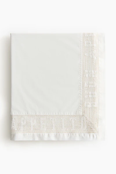 Lace-Trimmed Cotton Tablecloth