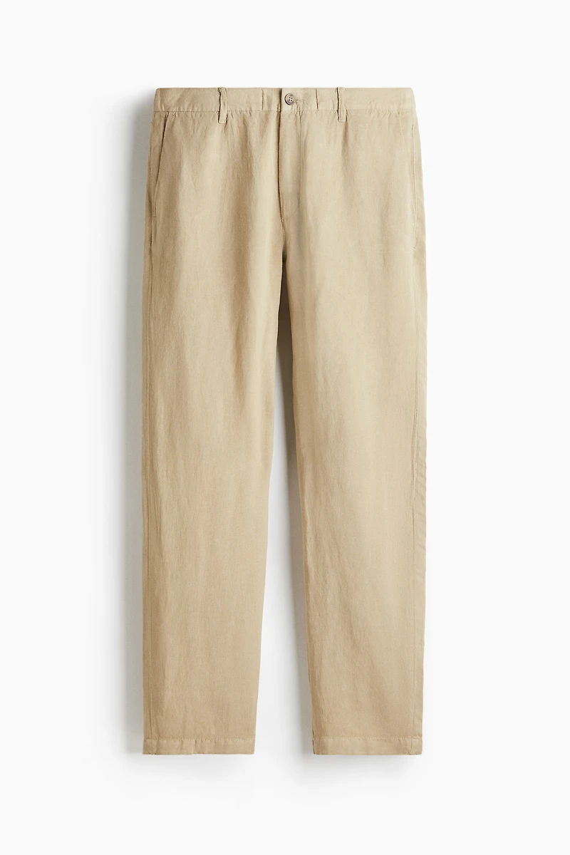 Regular-Fit Linen-Blend Pants