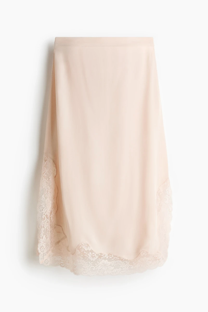 Lace-Trimmed Viscose Skirt