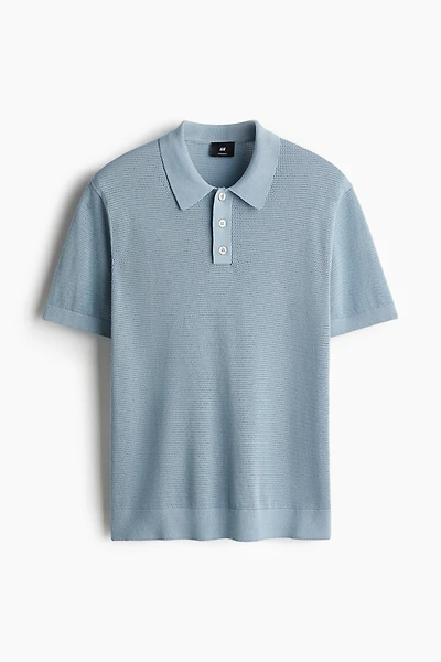 Regular-Fit Hole-Knit Polo Shirt