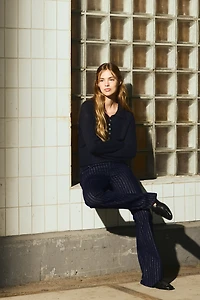 Jean évasé pailleté taille basse