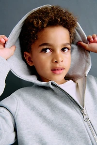Hooded Cotton Sweatshirt Jacket