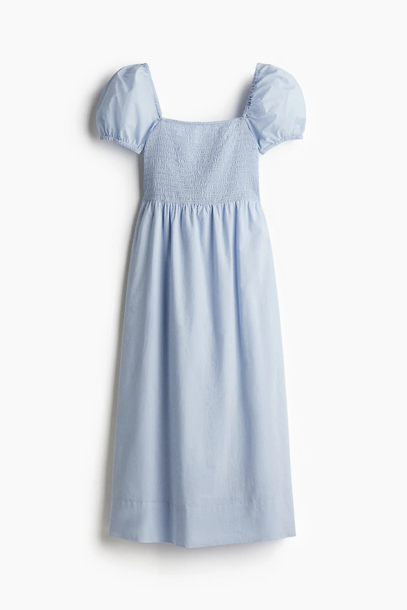 Puff-Sleeved Cotton Dress