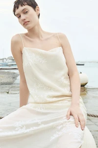 Embroidered slip dress
