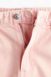 Raw-edge denim shorts
