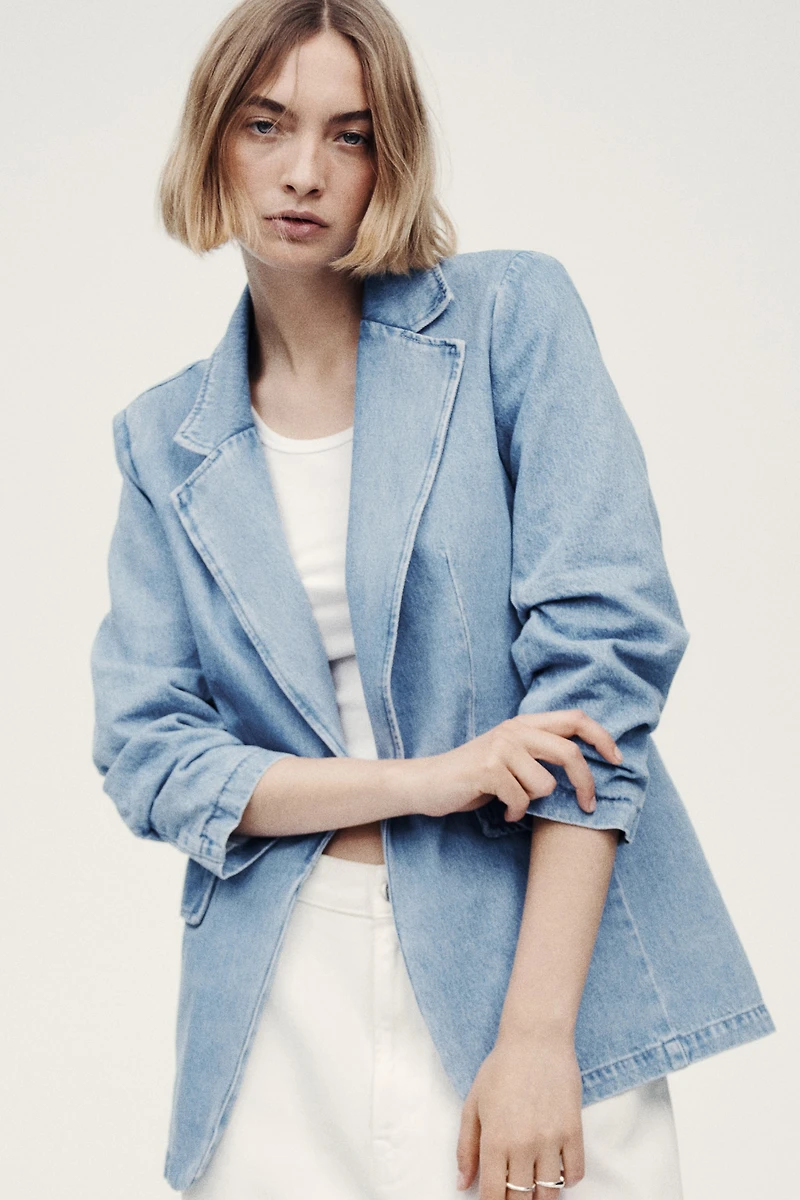 Veston à manches froncées en denim