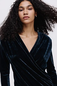 Draped Velour Mini Dress