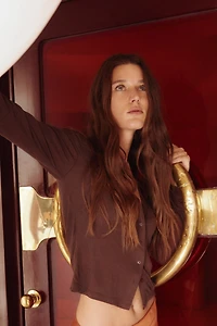 Fine-Knit Button-Front Top