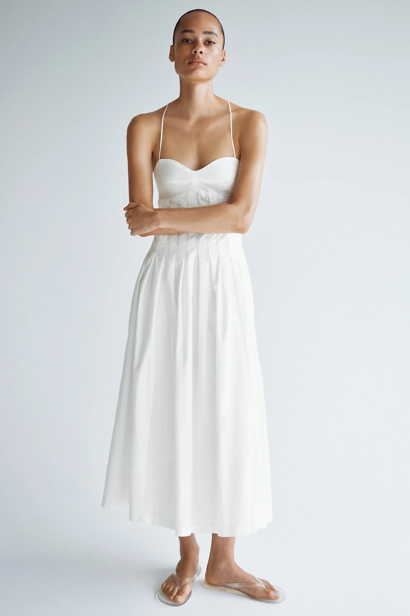 Cotton Dress with Flared Skirt