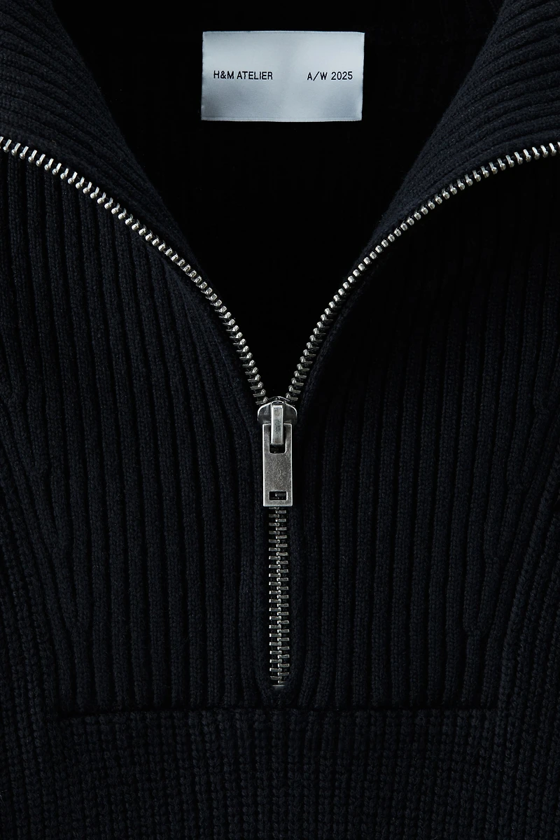 Rib-Knit Half-Zip Sweater