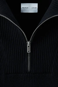 Rib-Knit Half-Zip Sweater