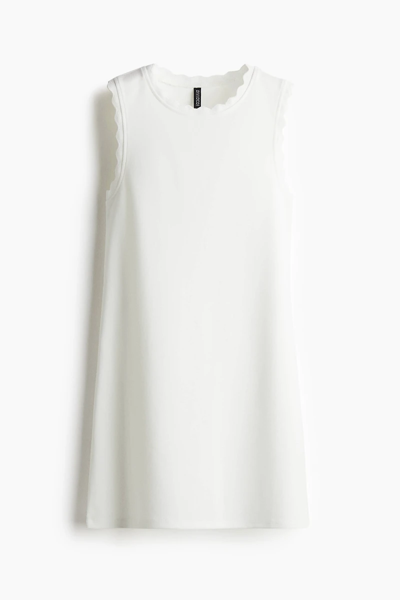 Scalloped-Trim Jersey Dress