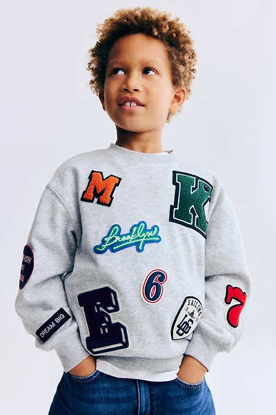 Appliquéd Brushed-Inside Sweatshirt