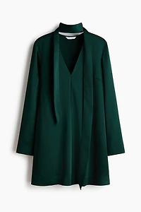 Scarf-Detail Satin Dress