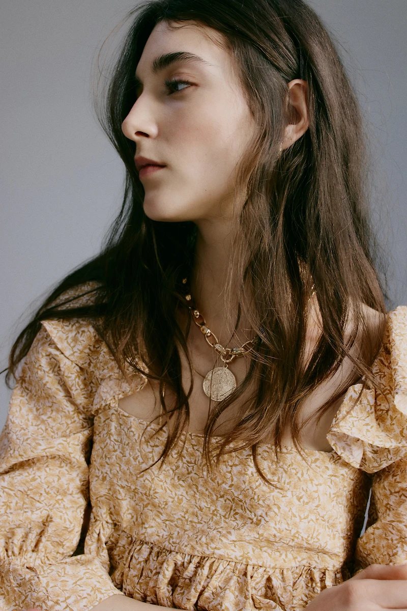 Flounce-Trimmed Blouse