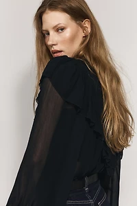 Ruffle-Trimmed Chiffon Blouse