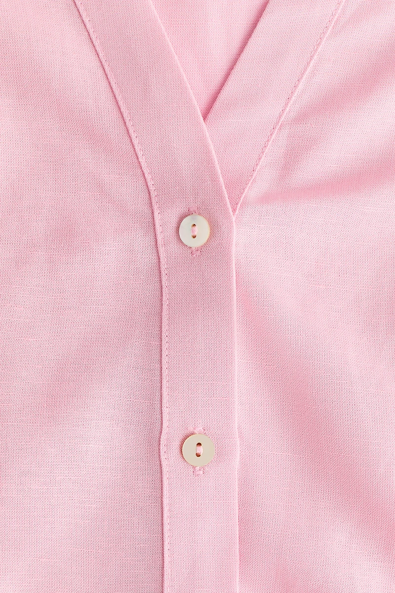 Sleeveless Linen-Blend Shirt