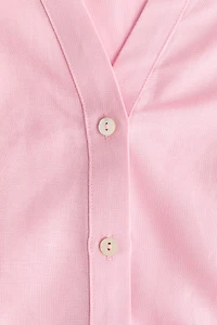 Sleeveless Linen-Blend Shirt