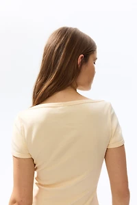 Ribbed Boat-Neck Top