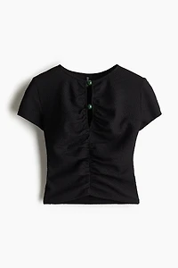 Bead-Detail Ruched Top