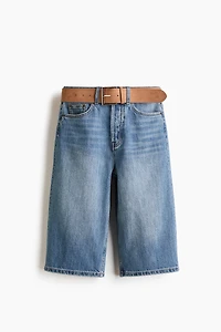 Denim Bermuda Shorts with Belt