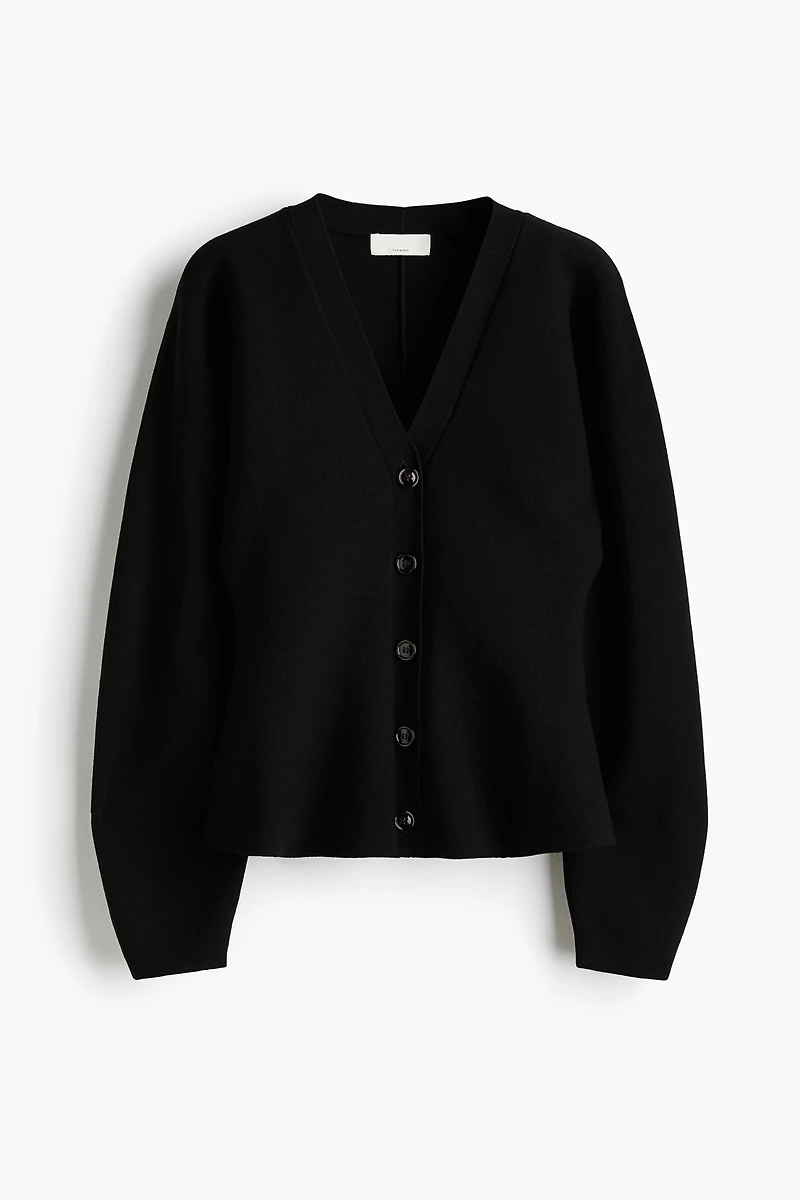 Silk-Blend Peplum Cardigan