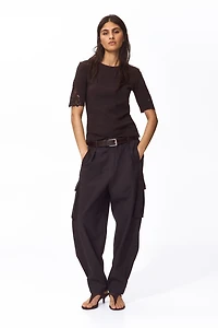 Ribbed Lace-Inset Top