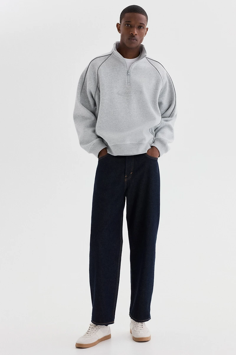 Chandail ample en molleton col à fermeture éclair