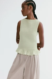 Smocked Boat-Neck Top